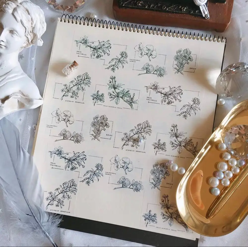 

Клейкая лента для скрапбукинга, с изображением листьев растений, наклейки из бумаги васи