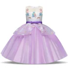 Платье для девочек, с цветочным принтом и лепестками, для подружек невесты, для малышей, элегантное, вечернее платье с единорогом