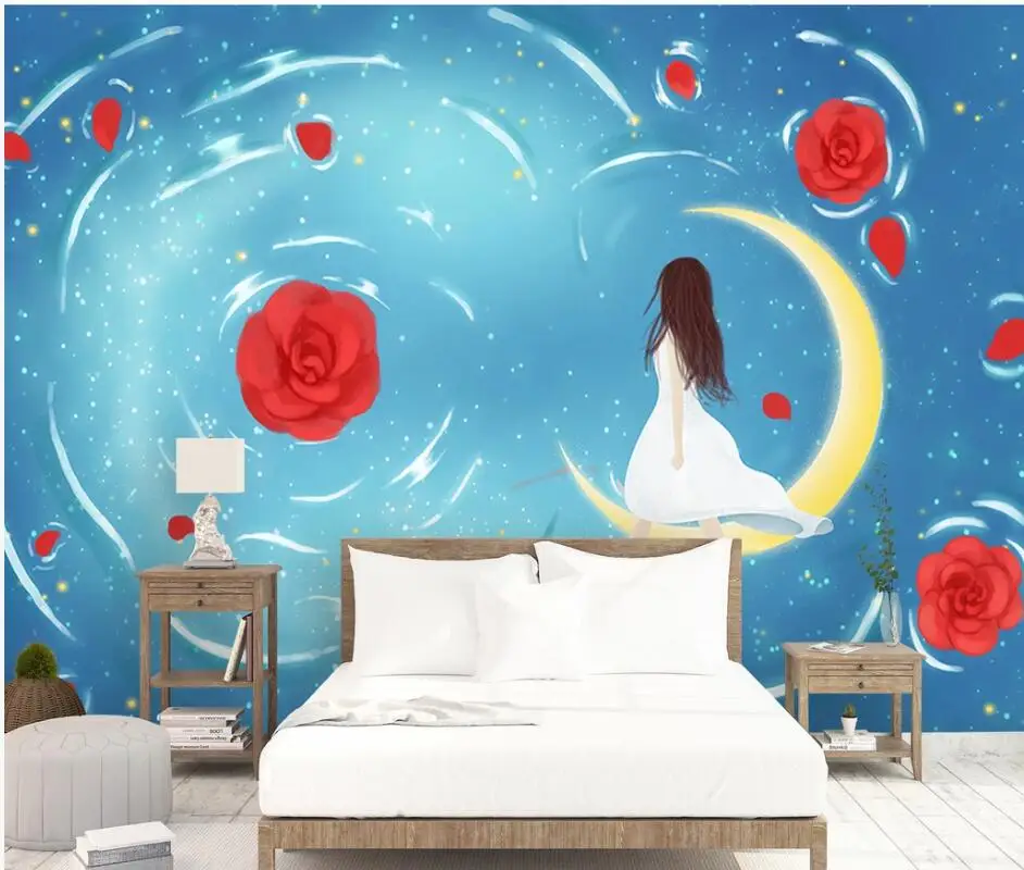 

AINYOOUSEM Starry sky rose girl children's room background wall papier peint papel de parede wallpaper 3d wallpaper stickers