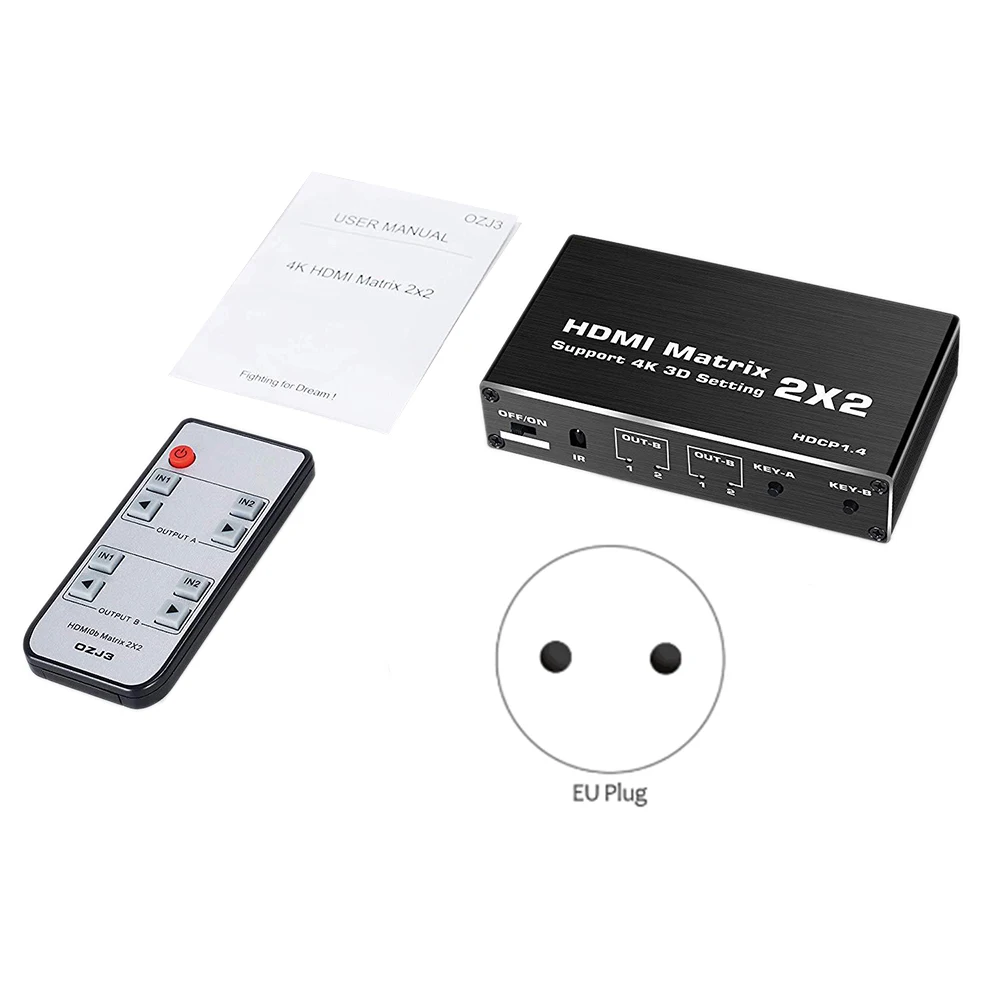 Матричный коммутатор 2X2 4K 60 Гц поддержка HDCP 1 4 ИК-пульт дистанционного управления