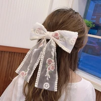 hair clips for girls bows ribbon hairpins rose embroidery hair clamps sweet headdress hair clip lace hair accessories barrettes