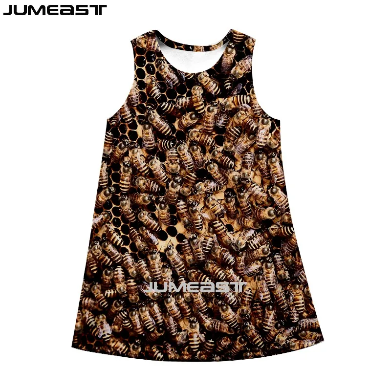 

Jumeast женские платья с 3D принтом насекомое пчела хип-хоп Уличная одежда Harajuku летнее модное платье без рукавов Ночная рубашка на бретелях