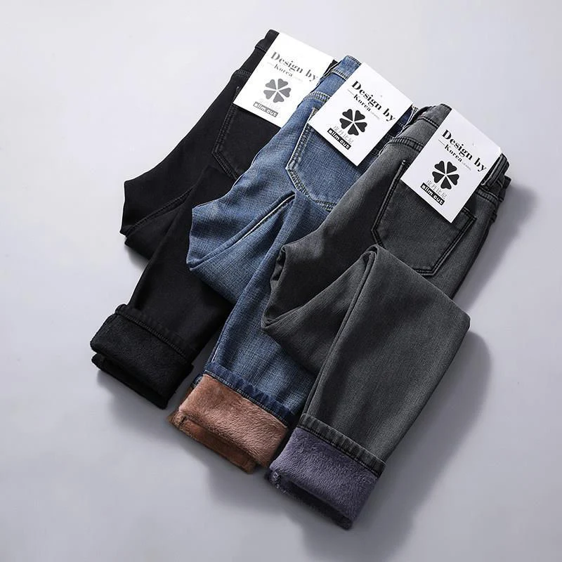 Ковбойские Стрейчевые брюки с высокой талией модные высокое качество плюс