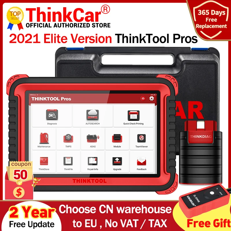 

Thinktool pros car tools 10" Bi-Directional obd2 diagnostic tool 28 reset key program ecu coding active test code reader scanner