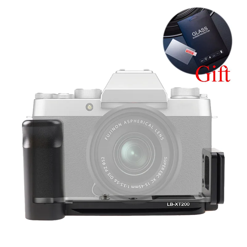 

Camera Hand Grip Quick Release Plate Vertical Bracket for Fujifilm Fuji X-T200 XT200 Camera Tempered Glass Gift