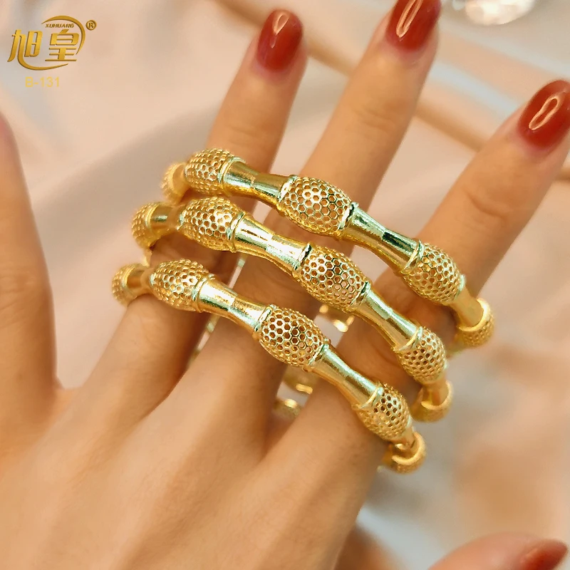 

XUHUANG Dubai Bangles For Women Plated Jewelry Bracelet Bangles African Luxury Bijoux Wholesale Bridal Wedding Jewellery Gift