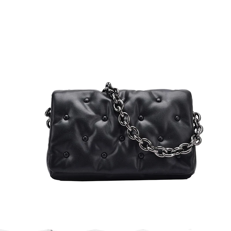 

Chain PU Leather Hand Bags for Women 2021 Designer Vintage Small Shoulder Bag Branded Trending Handbags And Purses Underarm Bag