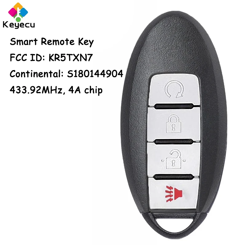 

KEYECU Smart Remote Car Key With 4 Buttons for Nissan Murano Pathfinder 2019 2020 Fob S180144904 433.92MHz FCC ID: KR5TXN7