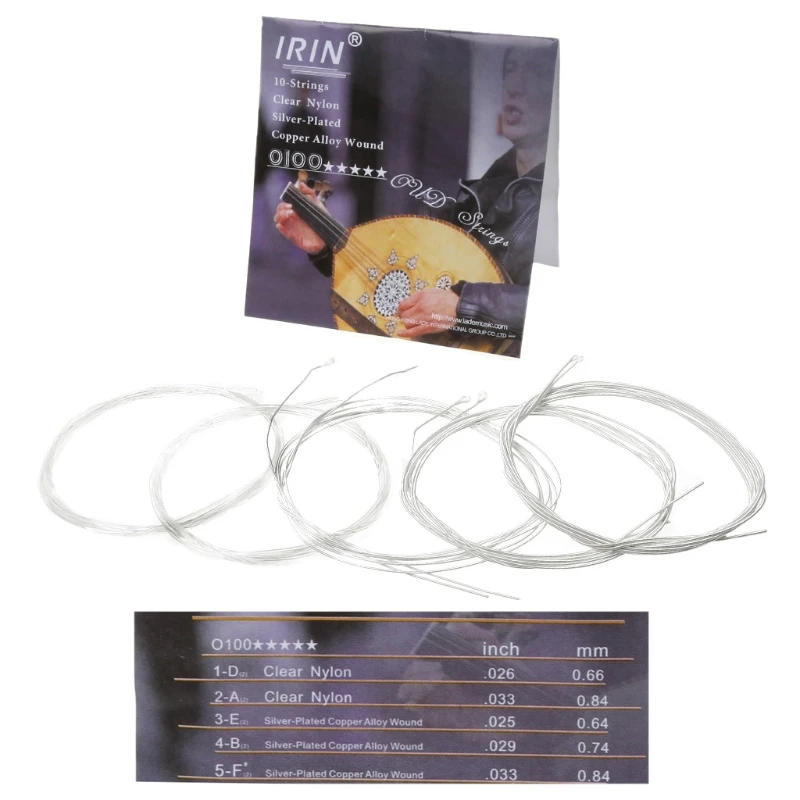 10 шт./компл. 0100 струны Oud Clear Nylon String Посеребренная Обмотка из медного сплава|Детали