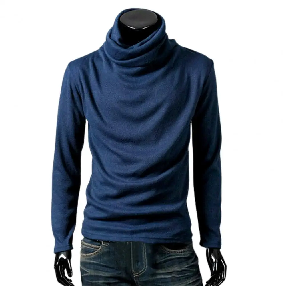 

Мужская Однотонная футболка, пуловеры, Повседневная Облегающая водолазка с длинным рукавом, зимняя теплая Базовая футболка с защитой от ус...