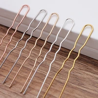 50pcs hair sticks 70x1 2mm u shape gold color hair pins blank base setting accessories for women jewelry making wholesale diy