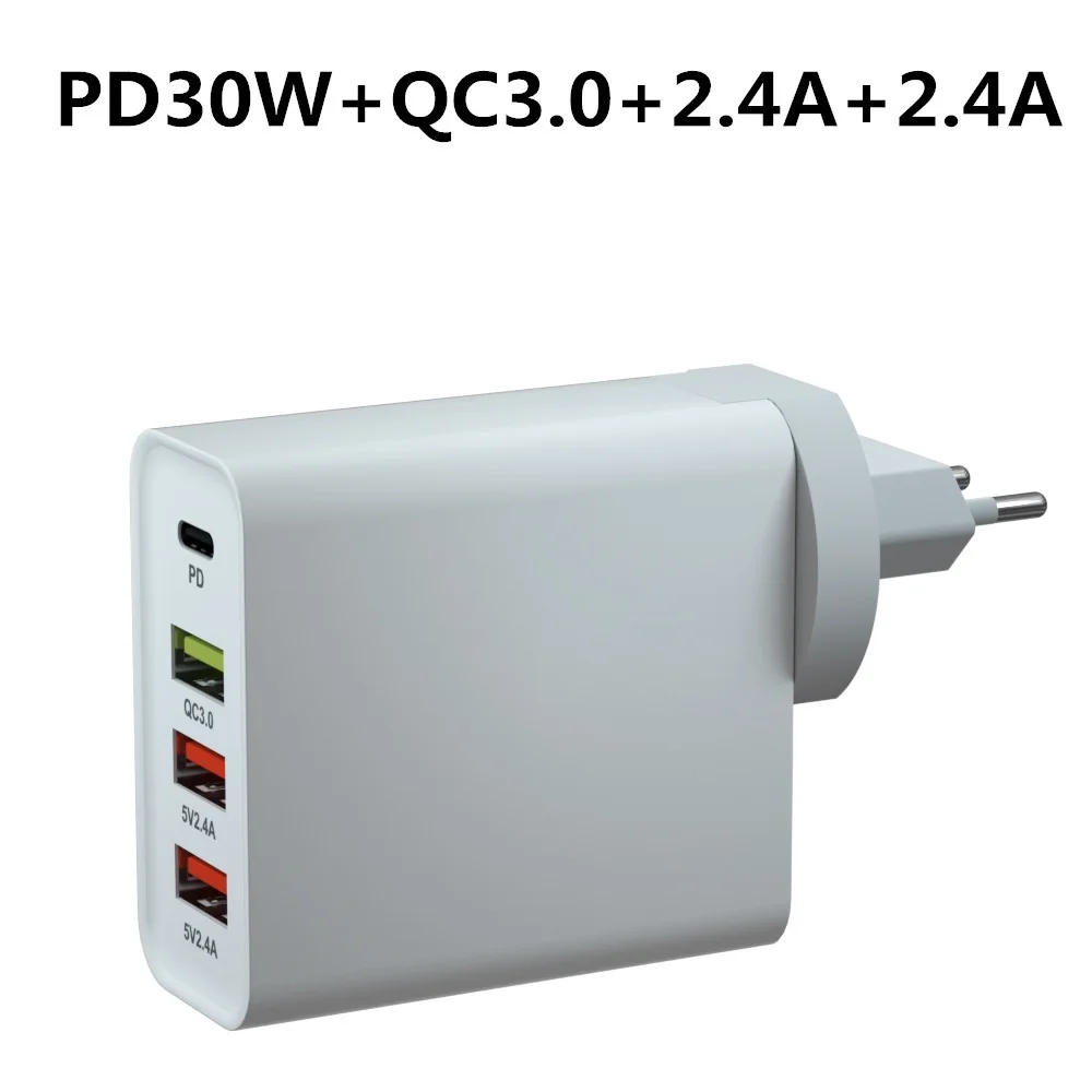PD 48 Вт Быстрая зарядка QC 3,0 4 usb type C зарядное устройство для xiaomi 10 9 Apple Mac Phone 11 Pro Airpower зарядное устройство - Тип штекера: PD3.0 4USB