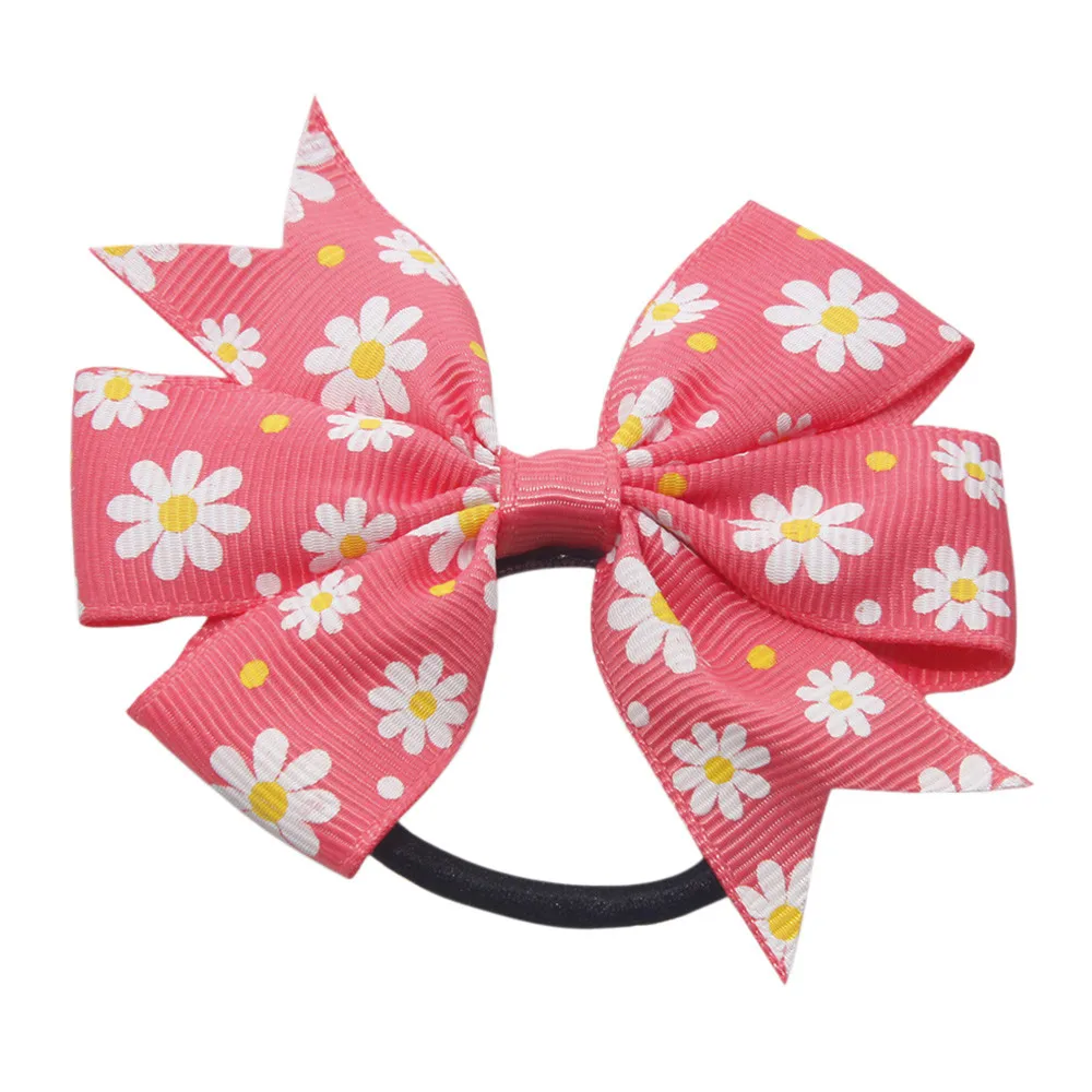Детская повязка на голову с бантом и цветочным принтом для маленьких девочек