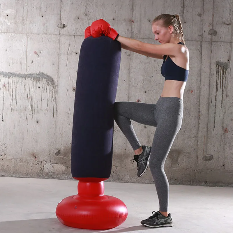 Боксерская груша Muay Thai надувная пост-куколка Разгрузочный мешок для песка для детей и взрослых тренировок в спортзале Цель на пе.