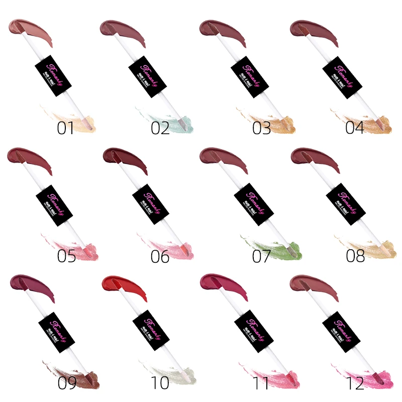 Двуглавый блеск для губ многофункциональная Косметика Матовые Тени век жидкая