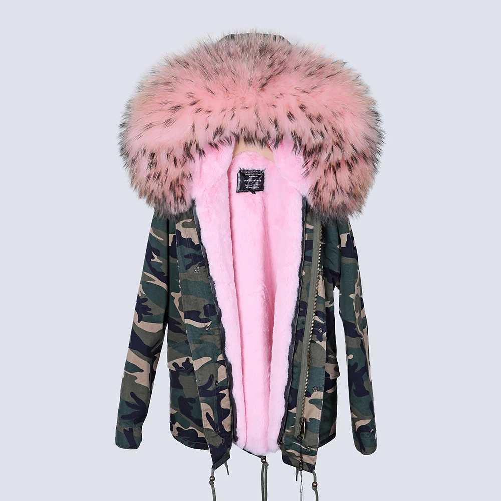 

Real Fur Coat Raccoon Fur Collar Female Jacket Detachable Liner Warm Pie Overcoat ODDFOX Brand Real Fur Thick Warm Jacket