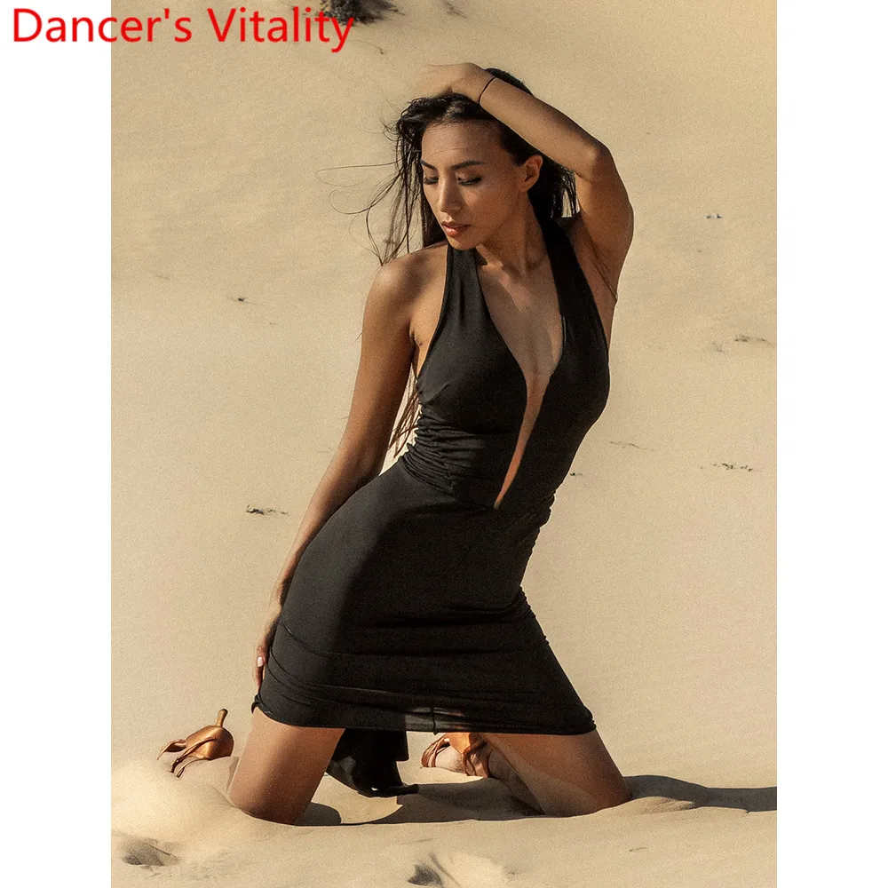 Женская танцевальная одежда для латинских танцев взрослых сексуальное платье с