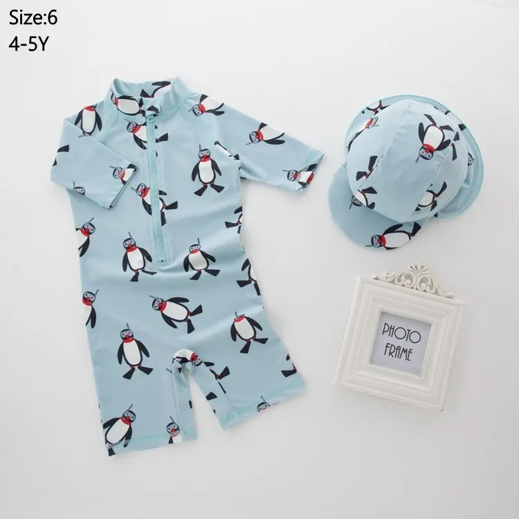 71398 Size 6 Summer летний купальный костюм с принтом рыбы для маленьких мальчиков и девочек, пляжный спортивный топ для серфинга, костюм цельный комбинезон, летний детский купальник - Цвет: 71398 Size 6
