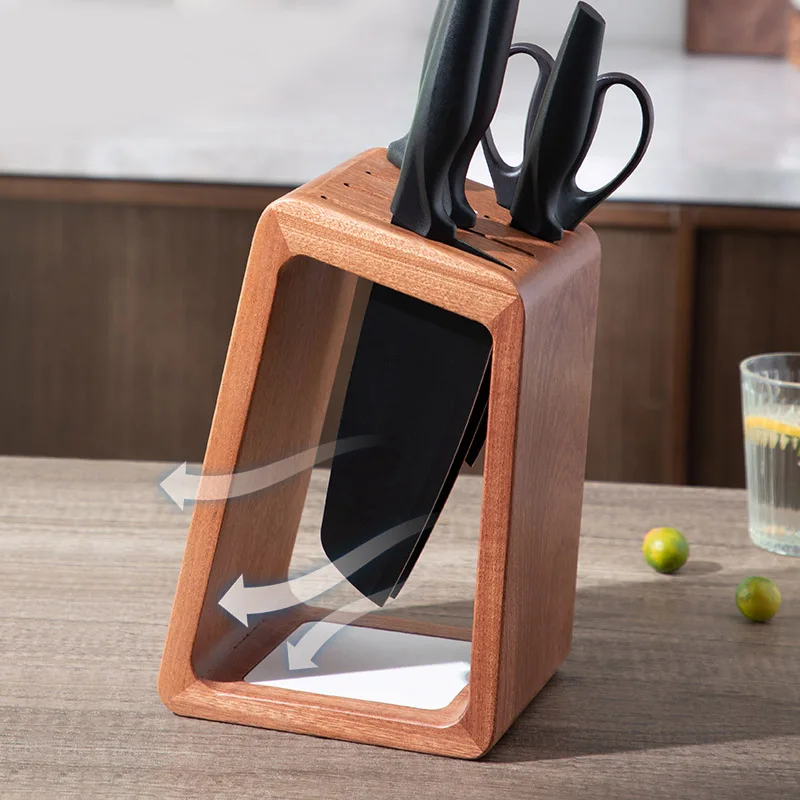 

Elegant Ktichen Knife Rack Wood Hollow Anti-corrosion Bar Chef Knife Holder Stand Universal Scissors Knive Storage Block Tools