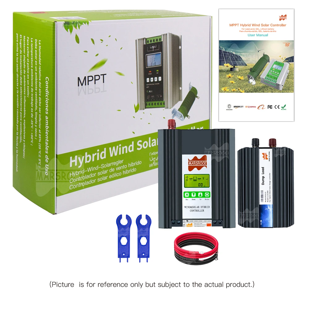 

Mars Rock 2500w Buck And Boost Mppt Wind Solar Hybrid Charge Discharge Controller 48v For 0-1000w Wind 0-1500w Solar(WSB2500W48)