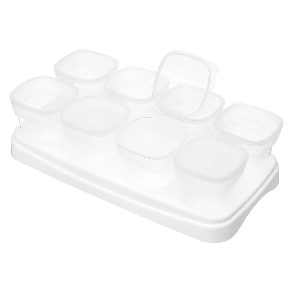 9pcs/Set Rice Baby Food Box Grade Freezing Cube Infant Microwave Kids Tool Feeding Pot Snacks Containers Gruel Storage 70ml | Мать и