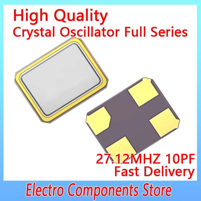

10PCS OSC 4 Pin Passive SMD Crystal Quartz Resonator 27.12MHZ Resonator Passive Oscillator 4P 10PF ±10PPM 3225 3.2*2.5mm