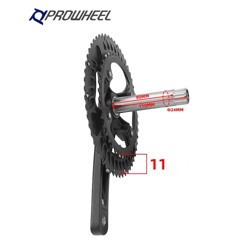 

PROWHEEL Mountain Bike Crankset 2X11 Speed 53/39T Chainrings Road Bike Double Crankset