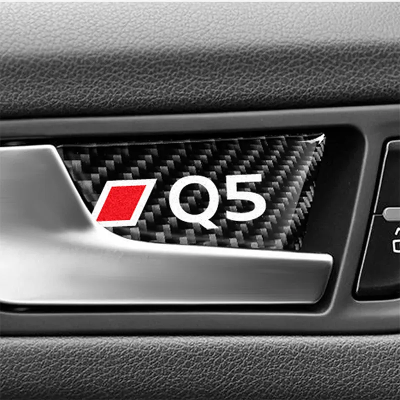 

Carbon Fiber Car Accessories Interior Inner Door Bowl Trim Carbon Fiber Decals Cover Trim Stickers For Audi Q5 SQ5 8R 2010-2018
