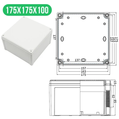 175x175x100mm(LxWxH) Высококачественная Водонепроницаемая электрическая распределительная коробка серии AG, IP67, ABS пластик, RoHS, чехол для корпуса, наружная распределительная коробка - Цвет: 175x175x100mm(LxWxH)