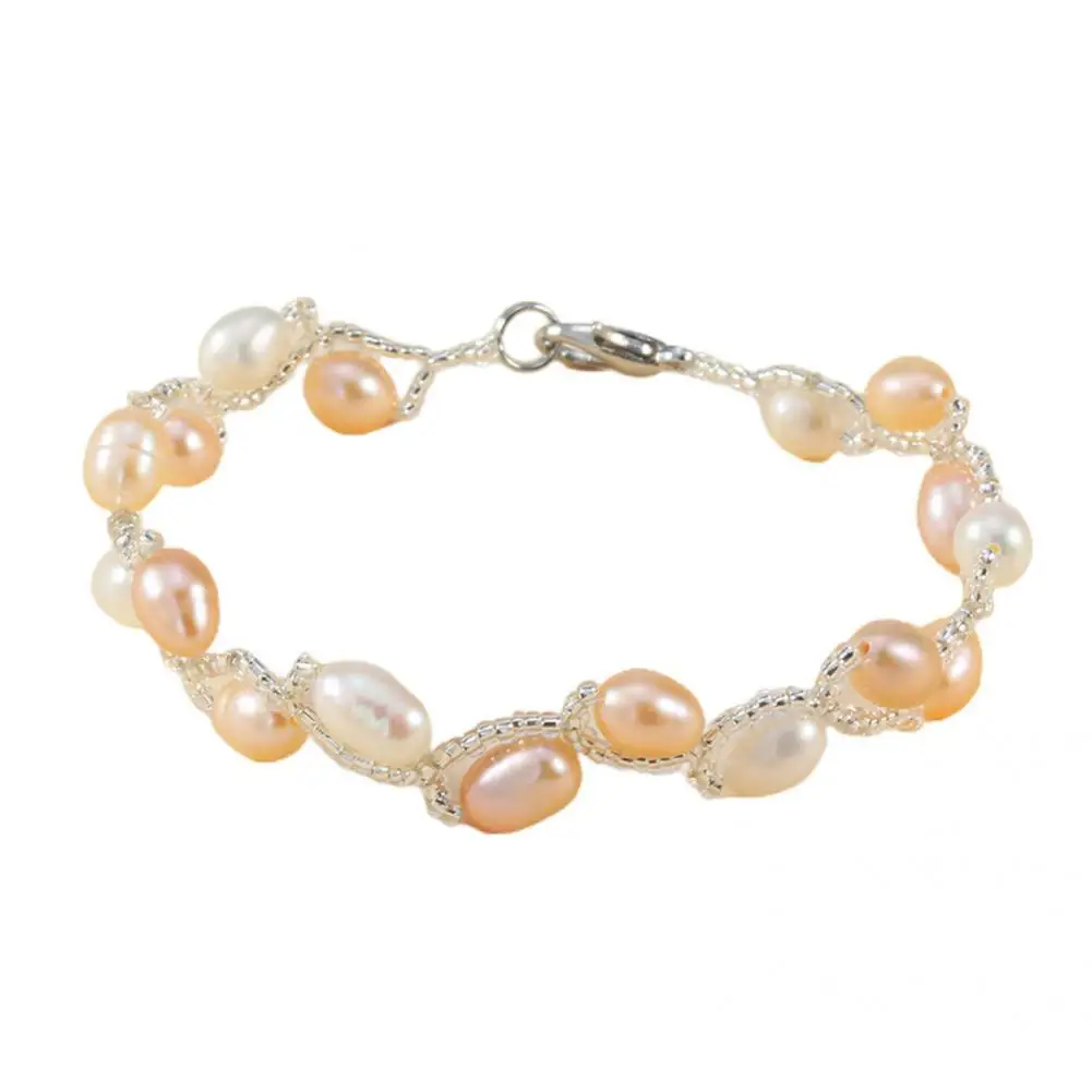 

80%HOTWomen Bracelets Imitation Pearl Korean Style Twisted Lobster Clasp Girls Bracelet for Gifts