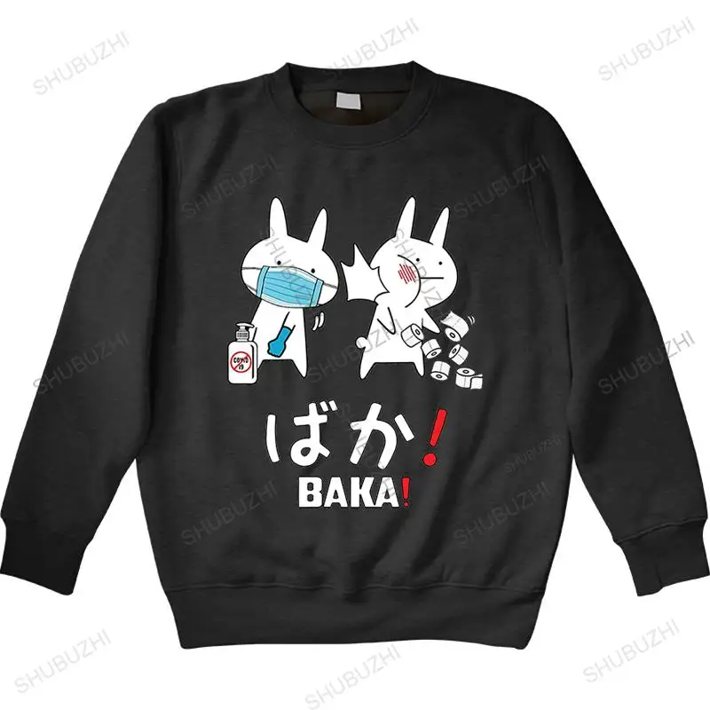 

Baka Slap Funny Anime Rabbit Toilet Paper longage hoodie Oversize Cotton long Sleeve Streetwear Tops thin style hoody thin style