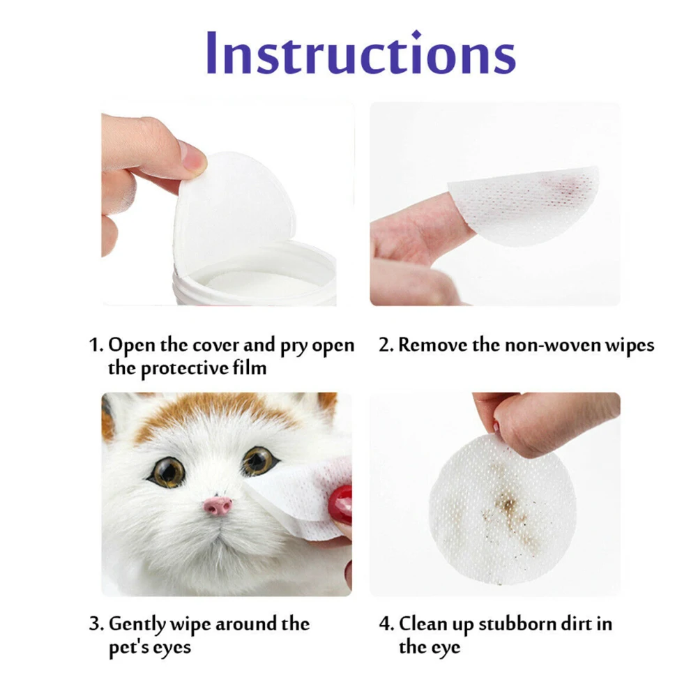 

New 130PCS/Set Pet Eye Wet Wipes Dog Cat Pet Cleaning Wipes Grooming Tear Stain Remover Gentle Non-initiating Wipes Towel