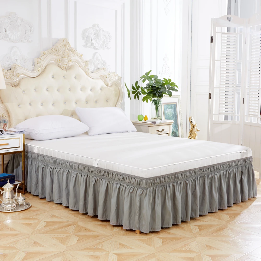 

Elastic Bed king skirt bed Ruffles Bed Skirt Soft Comfortable Wrap Around Fade Resistant Solid Color