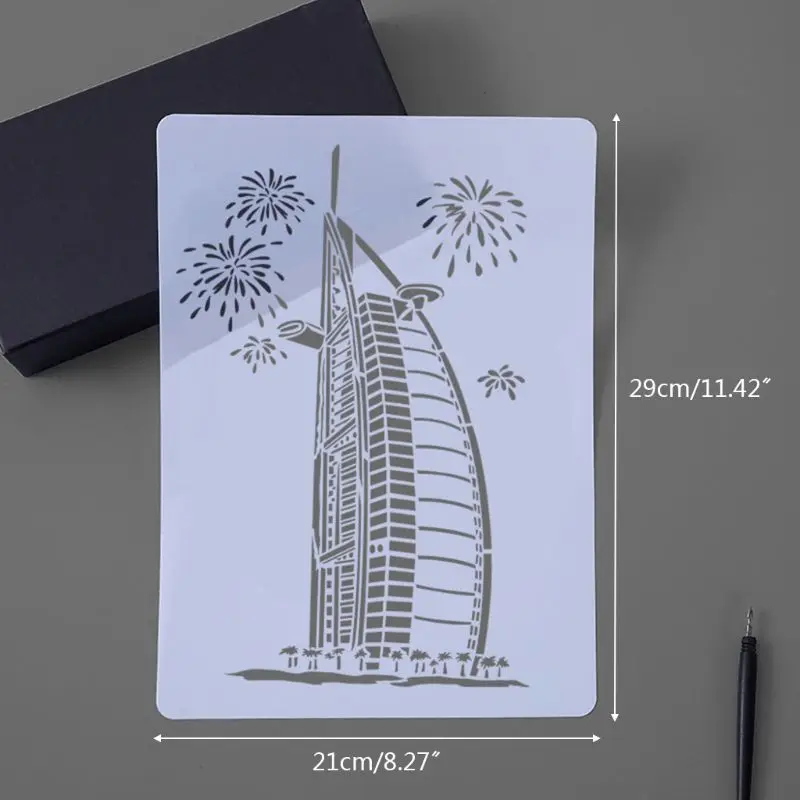 

5pcs/set Tower Sailboat Drawing Template Stencil Painting Embossing Scrapbooking DIY Album