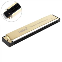 24holes tremolo harmonica feifan gold harmonica tremolo tone keyc harp mouth organ musical instruments with cleaning cloth case
