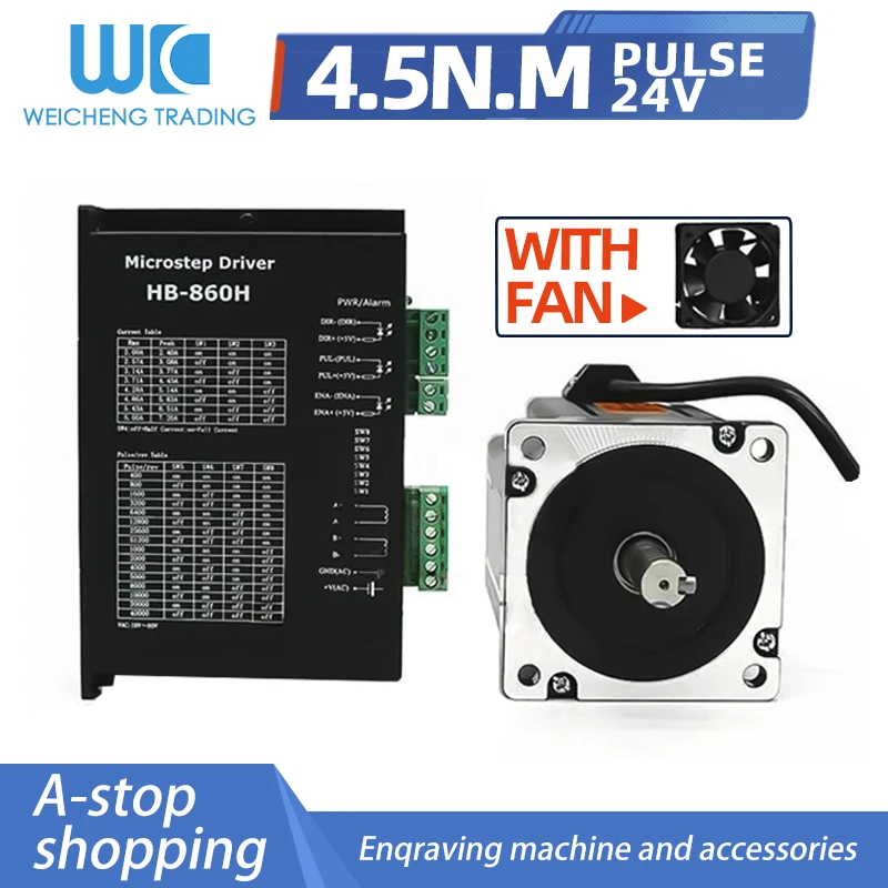 

2-phase NEMA34 Stepper Motor Drive Kit DSP AC18-80V DC24-100V HB-860H Driver + 86BYGH250A 4.5Nm 5A 1.8 Degree Motor