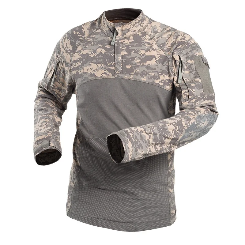 

Outdoor Army Shirt ACU Camo Military Long Sleeve Combat Tactical T Shirt Camouflage Quick Dry Men Hiking Clothing Hunting Shirts