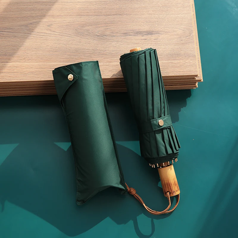 Japanese Luxury Wowden Parasol Simple Woman Sunny Rainy Large Folding UV-Protection Durable Umbrella Vintage Windproof U5B | Дом и сад