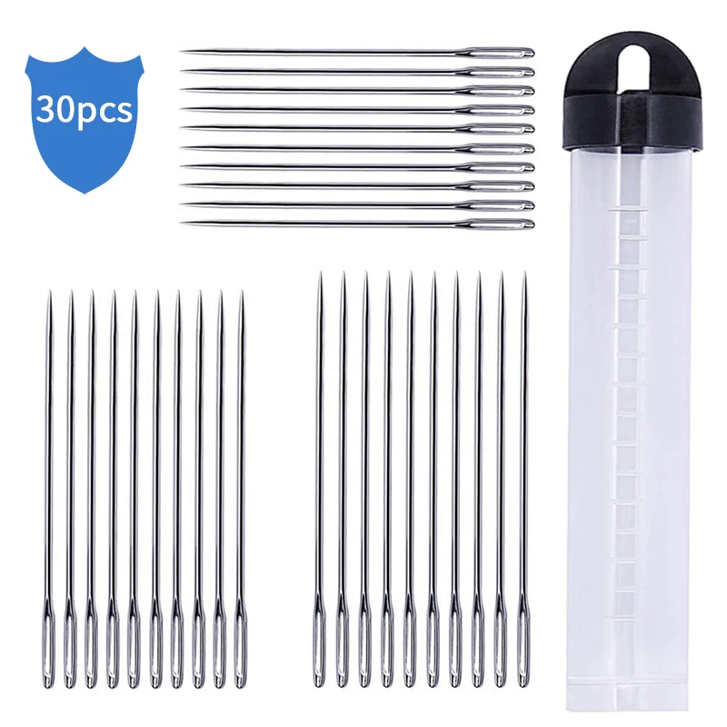 

LMDZ 30 Large-Eye Hand Sewing Needles,3 Sizes Large-Eye Stitching Needles Crochet Cross Stitch Weaving Sewing Tools