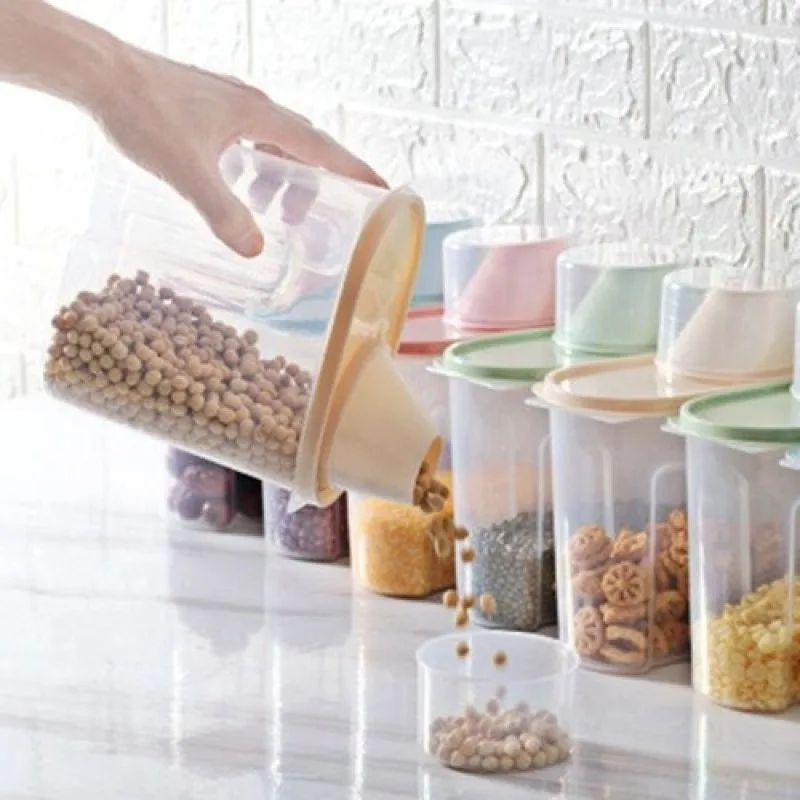 

1.9/2.5L Plastic Cereal Dispenser Storage Box Grain Rice Container Useful Kitchen Accessories Flour Grain Storage Box Container