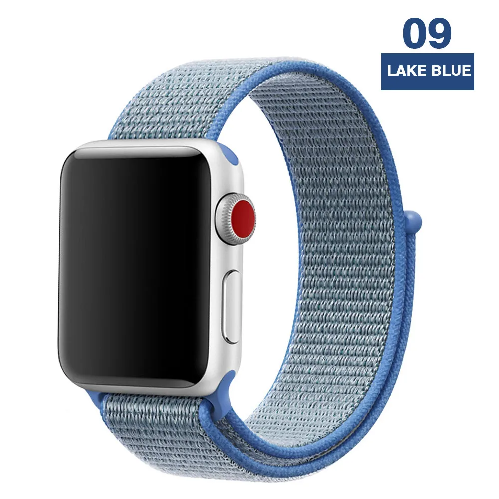 Ремешок для часов Apple серии 4/3/2/1 38 мм 42 мм нейлон дышащий мягкий сменный спортивный ремешок для iwatch, версия series 5 40 мм 44 мм - Цвет ремешка: Lake blue