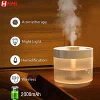 780ml home air humidifier 2000mah portable wireless usb aroma water mist diffuser battery transparent aromatherapy humidificador