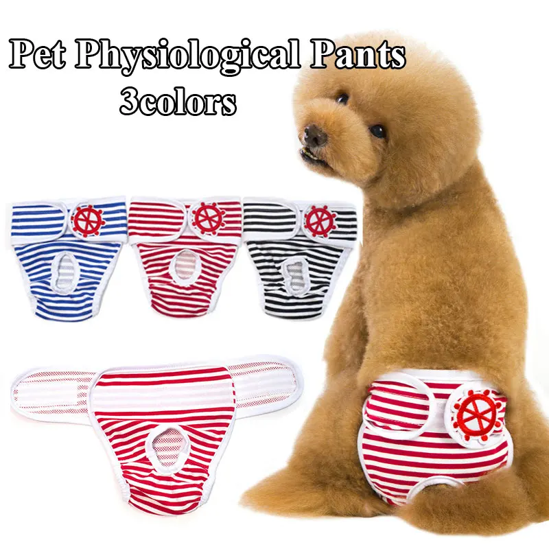 

Pet Girl Dog Stripe Physiological Pants Sanitary Diaper Washable Underwear Dog Menstrual Pants Cotton Keep The Dog Clean Tidy