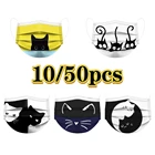 1050 шт., одноразовые маски для лица с принтом кошек