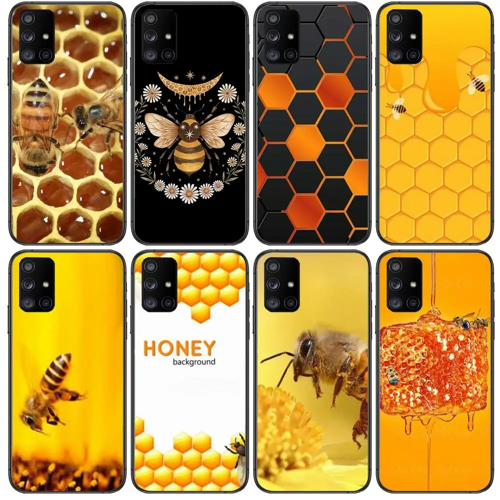 

Golden honeycomb honey bee TPU Phone Case Hull For Samsung Galaxy A50 A51 A20 A71 A70 A40 A30 A31 A80 E 5G S Black Shell Art Cel