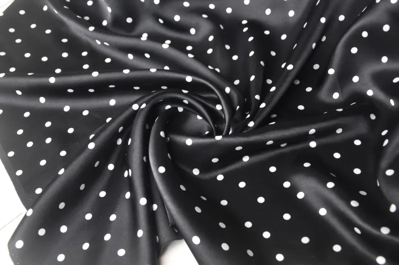 Бесплатная доставка натуральный шелк черный с белыми пятнами креп-атласная