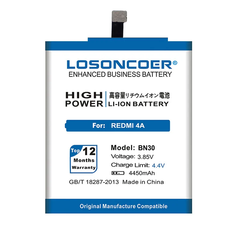 4450 мАч LOSONCOER BN30 батарея для Xiaomi Redmi 4A батарея Hongmi 4A мощные батареи