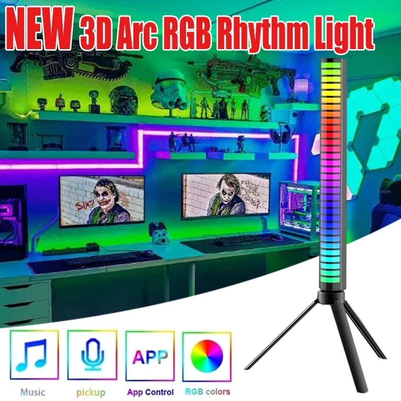 

Светодиодная музыкальная подсветка для пикапа, Звуковое управление, Голосовая активация, ритм, окружасветильник свет для праздника, автомо...