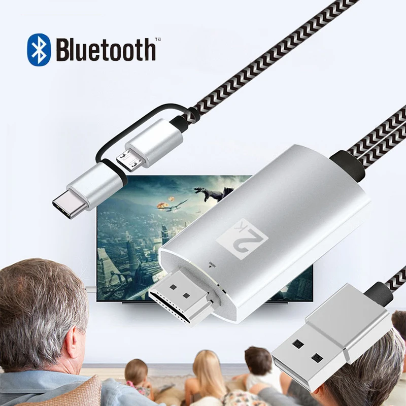 Bluetooth Аудио Синхронизация Тип C Micro USB HDMI конвертер видео кабель для huawei P30 Xiaomi samsung Android телефон подключение к телевизору