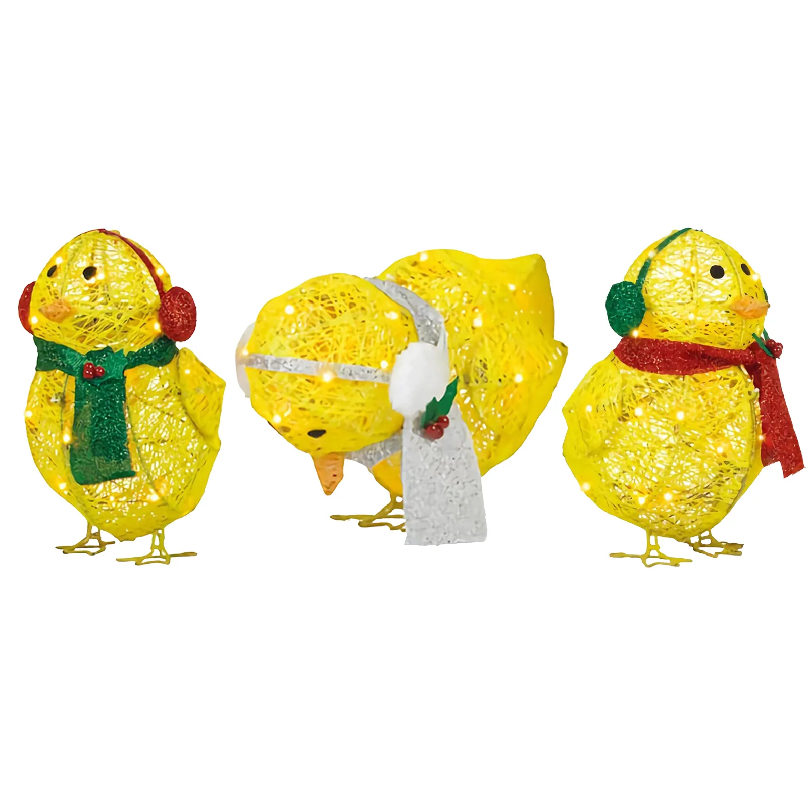 

Садовая статуя, скульптура для улицы, для внутреннего декора, светильник ящаяся куриная скульптура, статуэтки с шарфом, наушники, рождестве...